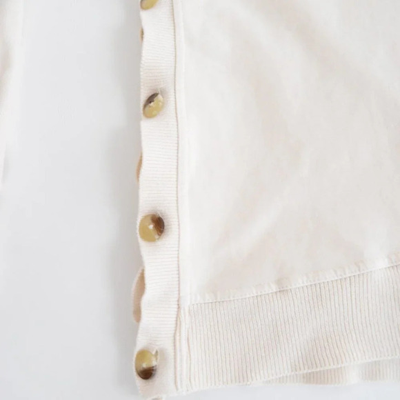 Anthropologie Saturday Sunday Cream  V-Neck Side Button Asymmetrical Sweater XS - Picture 9 of 14